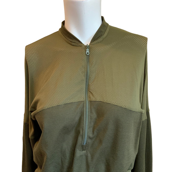 QEEP UP Khaki Green THROWBACK PULLOVER 1/2 Zip sz M - Picture 2 of 5